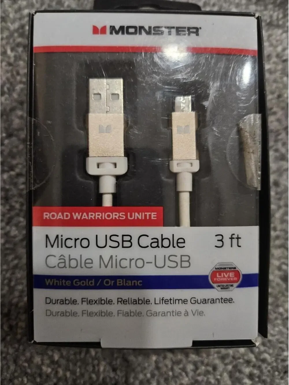 Monster Micro Usb Cable 3Ft White Gold (RETURNED ITEMS)